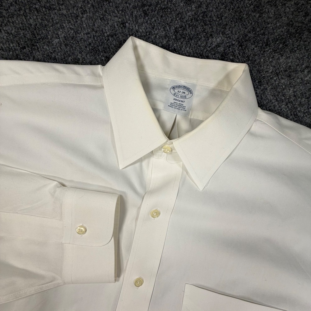 Brooks Brothers Regent Dress Shirt Mens 17-36 White Non-Iron Supima Cotton 0962
